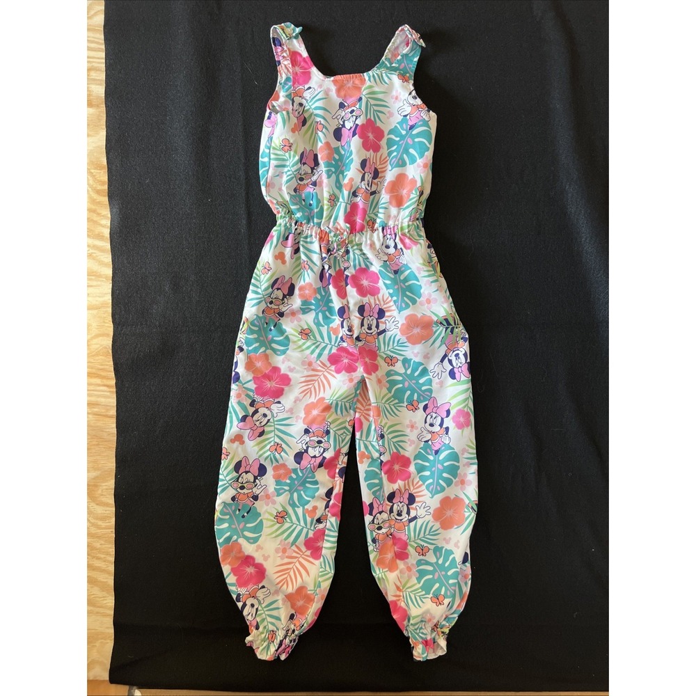 Disney Junior Minnie Mouse Sleeveless Romper Floral Tropical Size 6